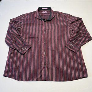 ASSANTE Sport Men's 4X Long Sleeve Shirt 100% Cotton Vertical Striped